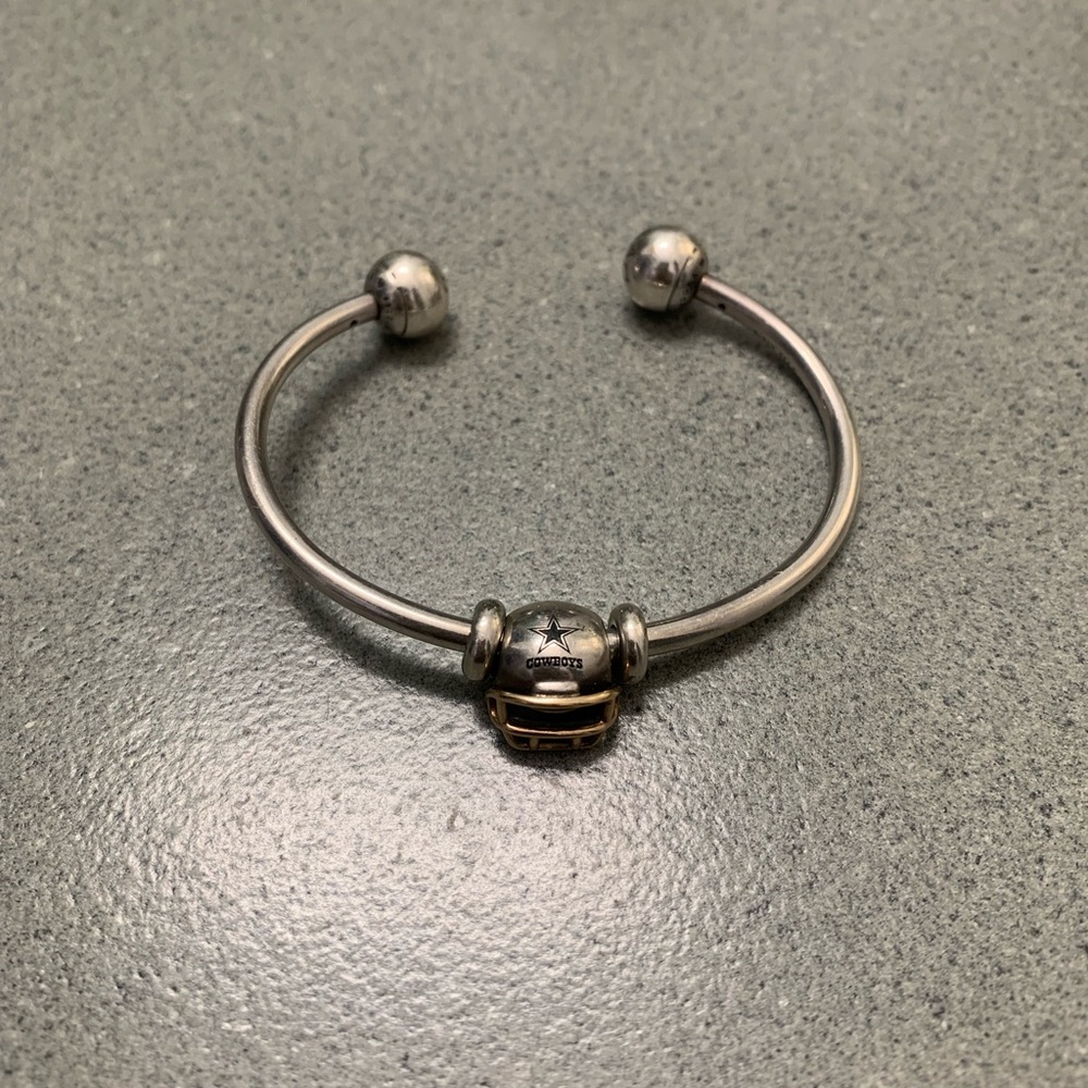Pandora Silver Cuff Bracelet with Dallas Cowboys charm - Picture 2 of 7
